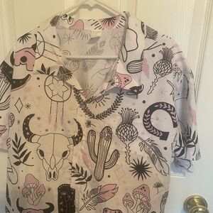 Cowgirl looking print shirt